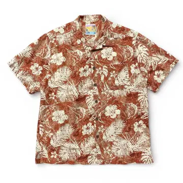 마가리타빌 실크 오픈 카라 하와이안 셔츠 알로하 셔츠 리프 무늬