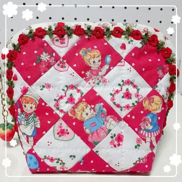 레트로 키즈 라운드 파우치 패치워크 파우치