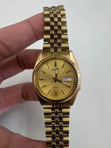 세이코 자동 와인딩 골드 손목시계