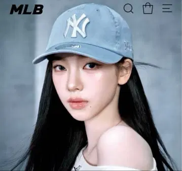 신상 MLB NY 캡 신상 aespa 카리나 착용 라이트 블루 한국