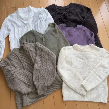 로리즈팜 긴팔 니트 스웨터 상의 세트