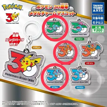 포켓몬 30주년 메탈 참 마스코트 파이리 꼬부기 이상해씨