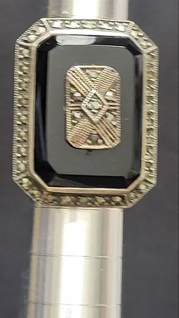 가격 인하 실버 Silver925 각인 오닉스 마카사이트 18g 10호