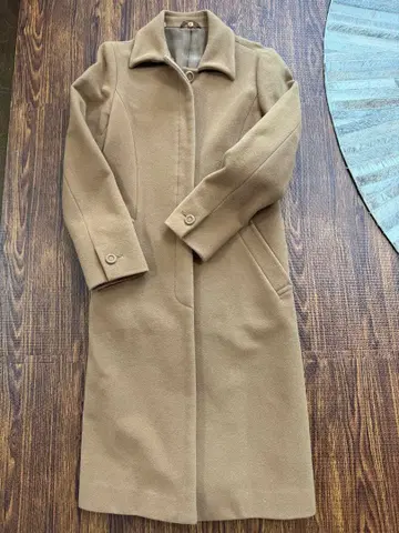 베이지 롱 코트 울 혼방 캐시미어
