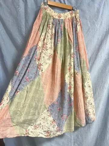 vintage 패치워크 플레어 스커트