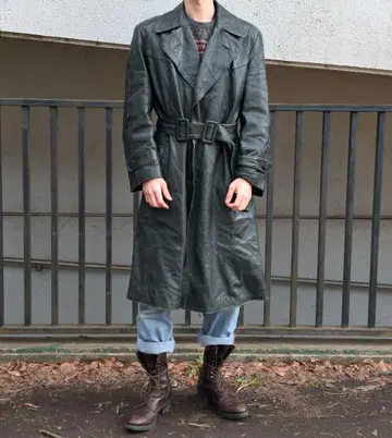 [ 추정 50s ] 유로 빈티지 가죽 모터 사이클 코트 천연 가죽