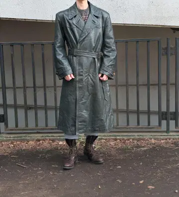 [ 추정 50s ] 유로 빈티지 가죽 모터 사이클 코트 천연 가죽