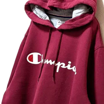 챔피온 로고 후드 맨투맨 크림슨 컬러 와인 레드 빨간색 L 구제 의류