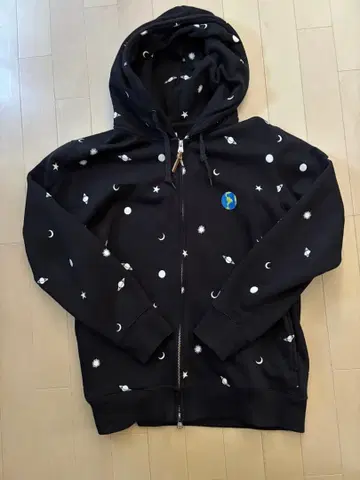 그라니프 우주 모티브 블랙 집업 후드티 M