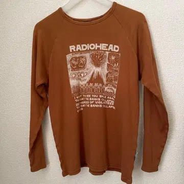 라디오 헤드 radiohead 투어 T셔츠 7부 기장 M 브라운 갈색
