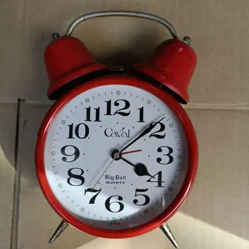 레어 일본제 QUARTZ 알람 시계 빨간색 레트로 아날로그