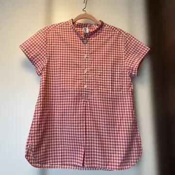 MHL 빨흰 깅엄 체크 반팔 셔츠 일본제