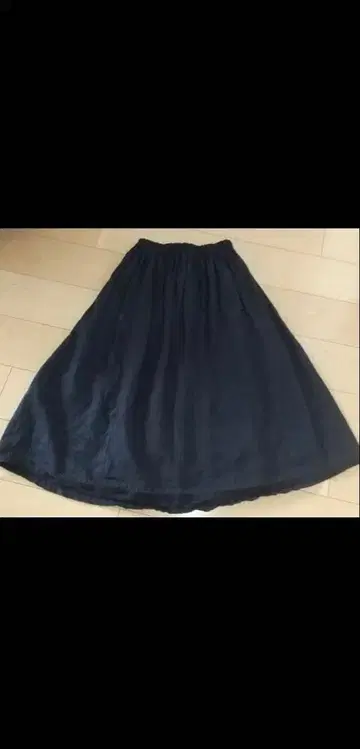 홈스펀 린넨 바이오 프릴 포켓 개더 스커트 네이비 S