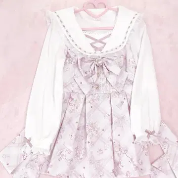 정품 LIZLISA Sewing Bear 패턴 셋업 핑크