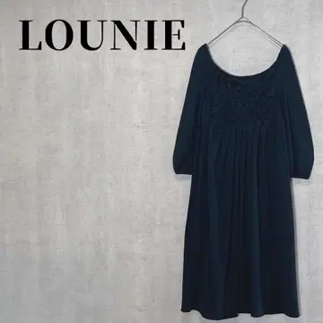 LOUNIE 루니 스모킹풍 원피스 7부 소매 퍼프 슬리브 블랙