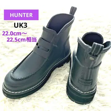[ HUNTER ] 리파인드 스티치 로퍼 부츠 통굽 블랙