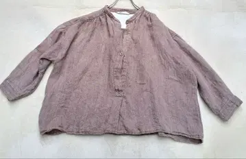 스튜디오 클립 린넨 100% 블라우스 풀오버 긴팔 셔츠 브라운