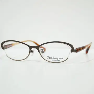 새상품 일본제 하프림 브라운 x 오렌지 안경 렌즈 교환 가능