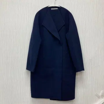 Theory luxe 네이비 라펠 옷깃 롱 코트 M 사이즈 캐시미어 혼방