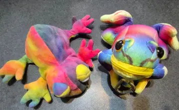 컬러풀 개구리 파우치 봉제 인형 세트