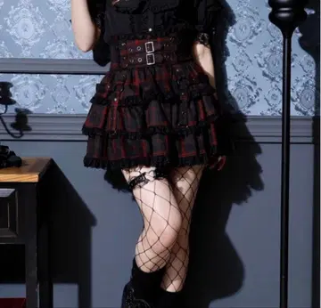 노에미 NOEMIE 더블 벨트 티어드 치마바지 빨검 체크