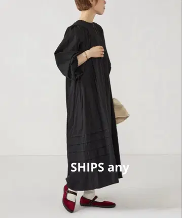 SHIPS any 워셔블 카프탄 퍼프 원피스