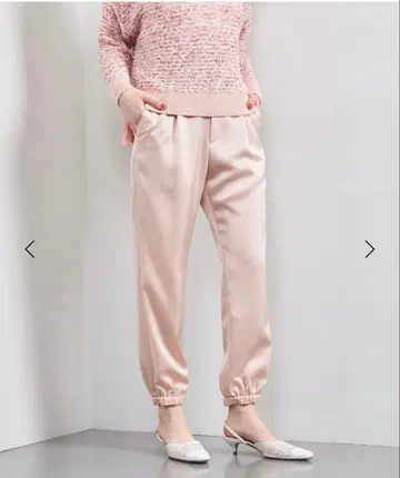 클린 새틴 조거 팬츠_핑크