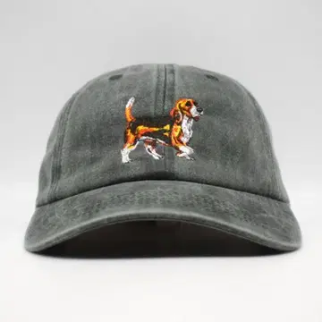 새상품 오리지널 자수 베이스볼 캡 비글 개 동물 애니멀 그린