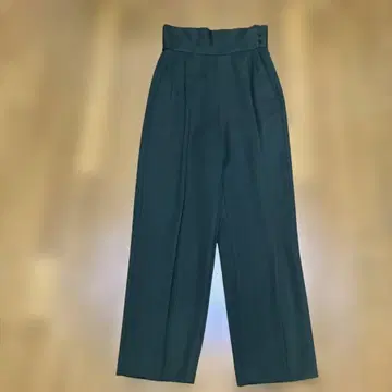 다크 그린 하이웨스트 와이드 팬츠