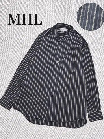 마가렛호웰 24ss 코튼 밴드 카라 셔츠 M 스트라이프