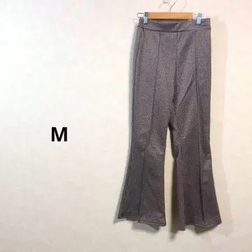 체크 무늬 플레어 팬츠 하이웨스트 M 사이즈 N242