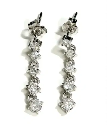 K14WG 지르코니아 롱 스터드 귀걸이