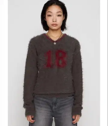 lagua gem NUMBER SHAGGY KNIT Top sweater