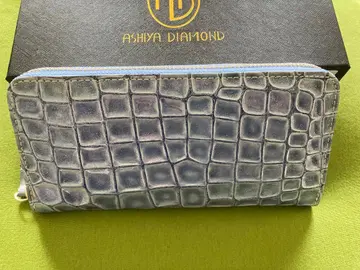 ASHIYA DIAMOND 블루 장지갑 천연 가죽