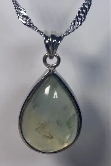 천연 파워 스톤 프레나이트 (포도석) 펜던트 목걸이 실버 체인
