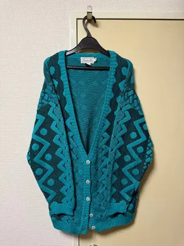 틸 가디건 기하학 패턴 M