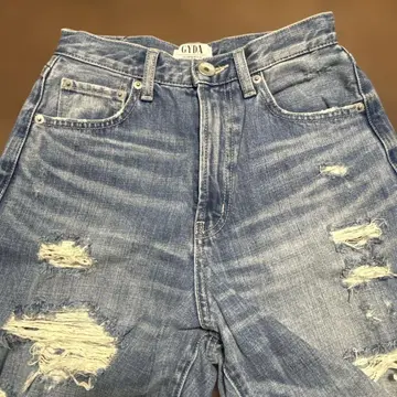 하이웨스트 파우더 케미컬 와이드 데미지 데님 팬츠