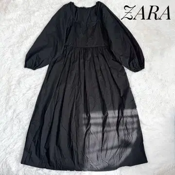 [새상품급] ZARA 퍼프 슬리브 포플린 원피스 블랙 S
