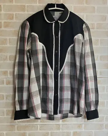 Kenny Rogers 긴팔 블라우스 셔츠 체크 레이스