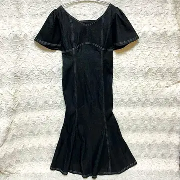 새상품급 [아프레 주르] XL 데님 머메이드 원피스 블랙