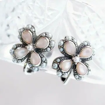 [ 가격 인하 ] 록잔 핑크 나비 조개 & 시드 펄 귀걸이