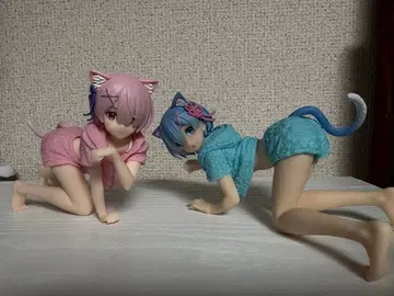 라무 렘 피규어 고양이 귀 달린 룸웨어