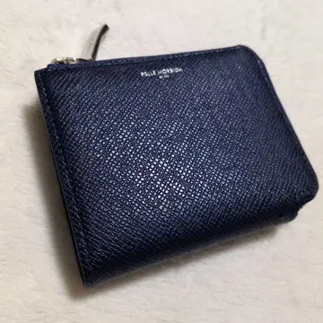 미사용급 PELLE MORBIDA 미니 지갑 L자 지퍼 네이비