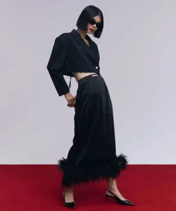 택 포함 미사용 새상품 [ JOSEMOON ] 페더 새틴 스커트