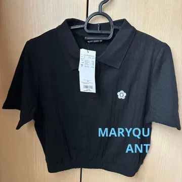 MARYQUANT 크롭 리브 폴로 풀오버 (블랙)