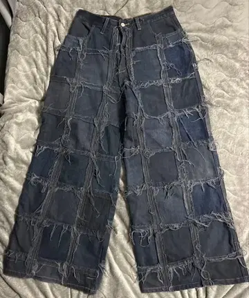 패치워크 디자인 데님 팬츠