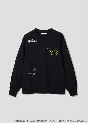 graniph 피카츄&미미큐 맨투맨 그라니프 포켓몬 블랙