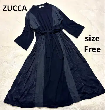 [ zucca ] 롱 원피스 코튼 니트 새틴 도킹 블랙