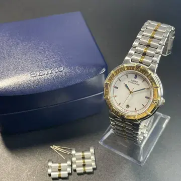 [고품질 정품] 세이코 남성용 손목시계 프레시지 골드콤비 QZ