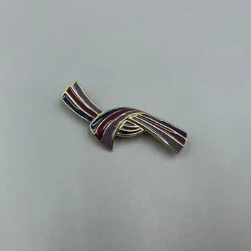 257 빈티지 에나멜 브로치 보라색과 금색 스트라이프